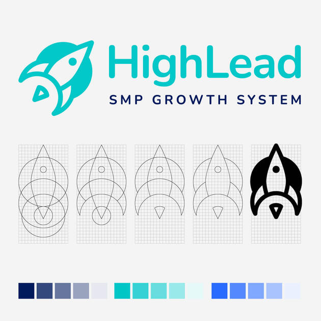 Construction Grid of HighLead Logo Symbol